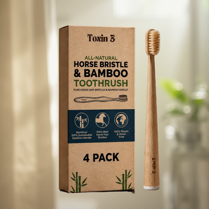 Toxin 3 Plastic-Free Toothbrush - Boar or Horse Hair (4-pack)